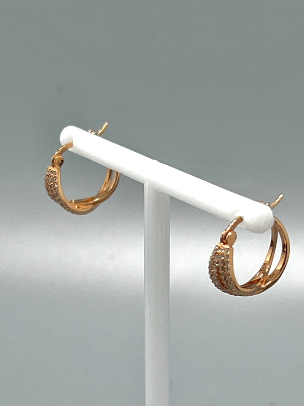 14k Over Sterling Silver Cubic Zirconia Huggie Earrings